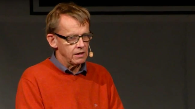 Hans Rosling hos Publicistklubben. Foto: Faksimil Youtube
