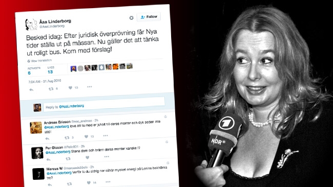 Lindeborg uppmanar till aktion mot Nya Tiders medverkan på Bokmässan