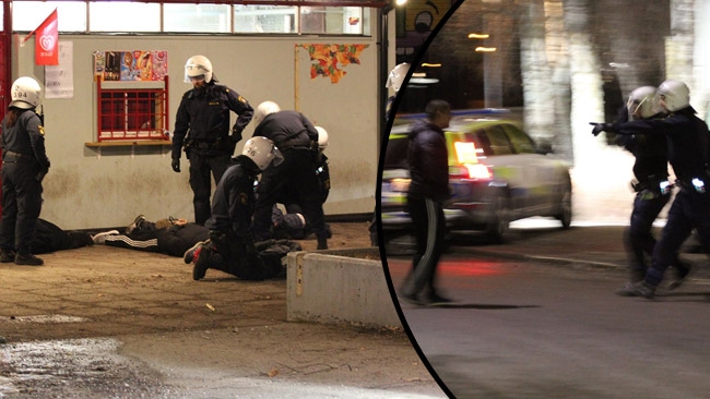 Våldsamt upplopp i Eskilstuna: Vandaliserade skola – Attackerade polis och fotograf