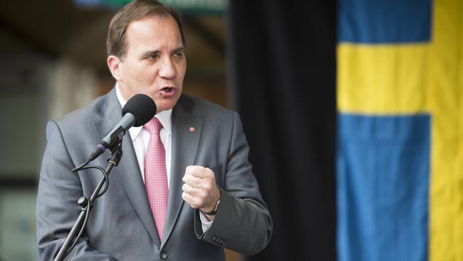 Löfven var bestämd när han markerade mot rasism och nazism. Foto: Nyheter Idag