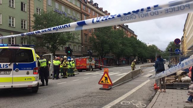 Avspärrning på Sveavägen. - Foto: Nyheter Idag