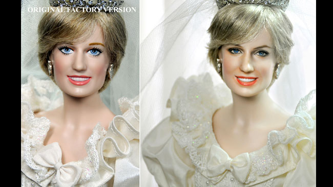 Stor skillnad när Noel målat om dockan av Lady Diana