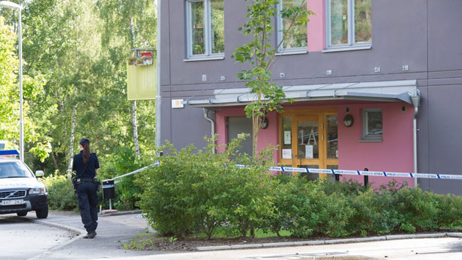 Det var ett stort område som spärrats av. Foto: Sven Pernils / Nyheter Idag