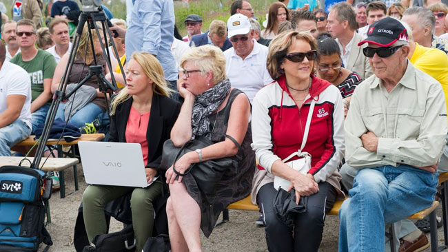 Flera medier var också på plats för att bevaka talet. Foto: Sven Pernils / Nyheter Idag