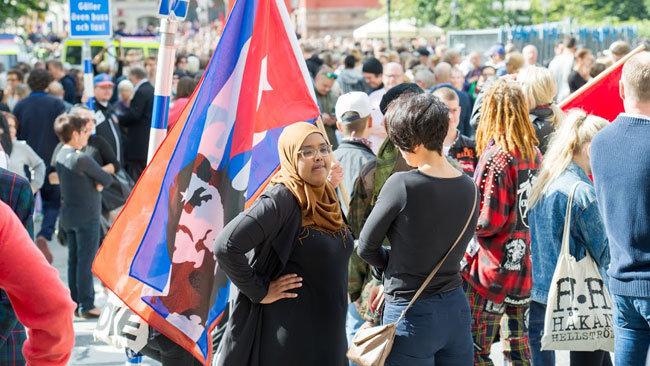 De flesta var vanliga människor som vile protestera emot SvP. Foto: Sven Pernils / Nyheter Idag
