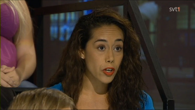 Paloma Winneth i debattstudion. Foto: Faksimil SVT