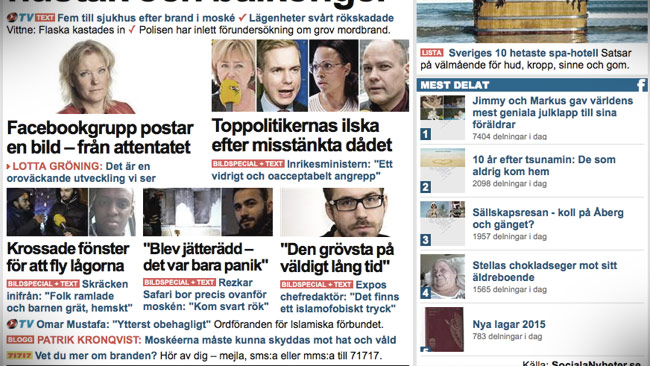 Såhär såg löpsedeln ut hos tidningen Expressen. Foto: Faksimil expressen.se