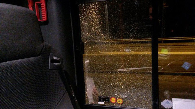 Här ser vi hur det såg ut inifrån bussen. Foto: Privat