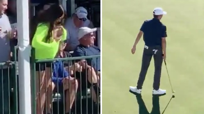 Här missar han putten – när kvinnan visar tutten