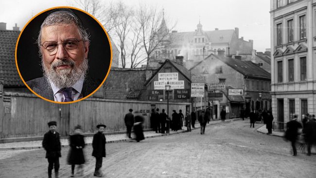 Norrlandsgatan i Stockholm söderut, med "Utländska lumpaffären", april 1895. Foto: Stockholms Stadsmuseum/Mats Edman