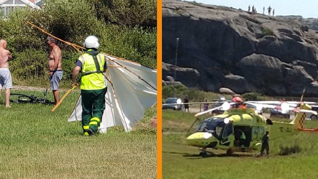 Äldre man döms för parasollkast mot ambulanshelikopter