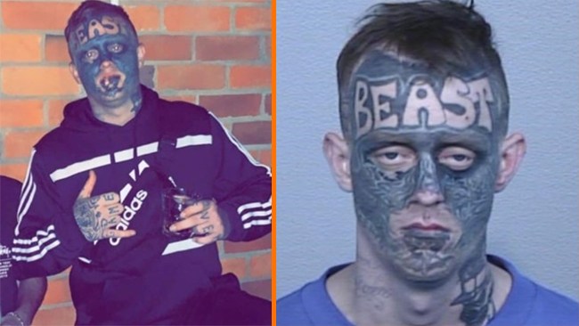 Har "BEAST" tatuerat över pannan – blir efterlyst av polis