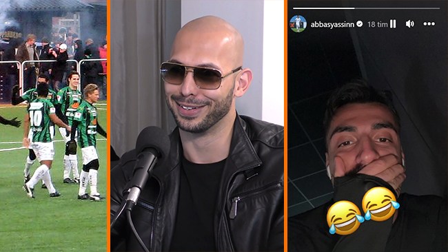 Gais sparkar fotbollsspelare – delade Andrew Tate-video