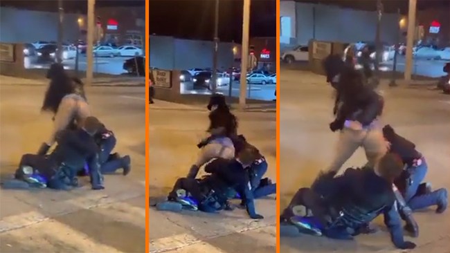 Här "twerkar" hon vakten i ansiktet under gripandet