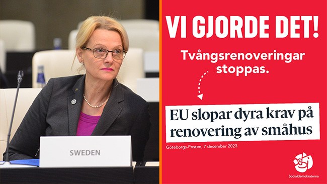S röstade för EU:s renoveringskrav – tar åt sig äran för att de stoppas